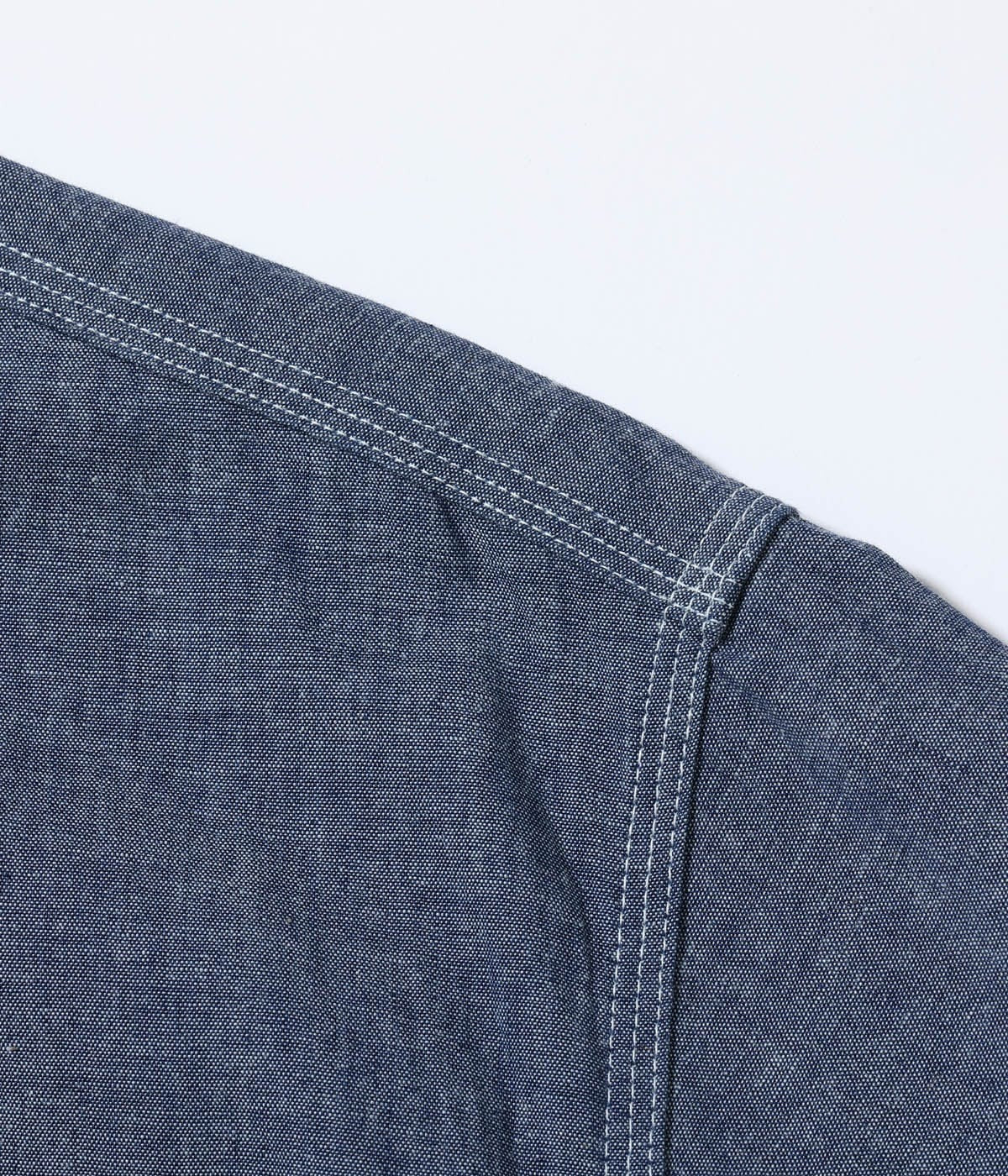 SC39527 CHAMBRAY WORK SHIRT WITH CHAIN ??EMBROIDERED - BLUE
