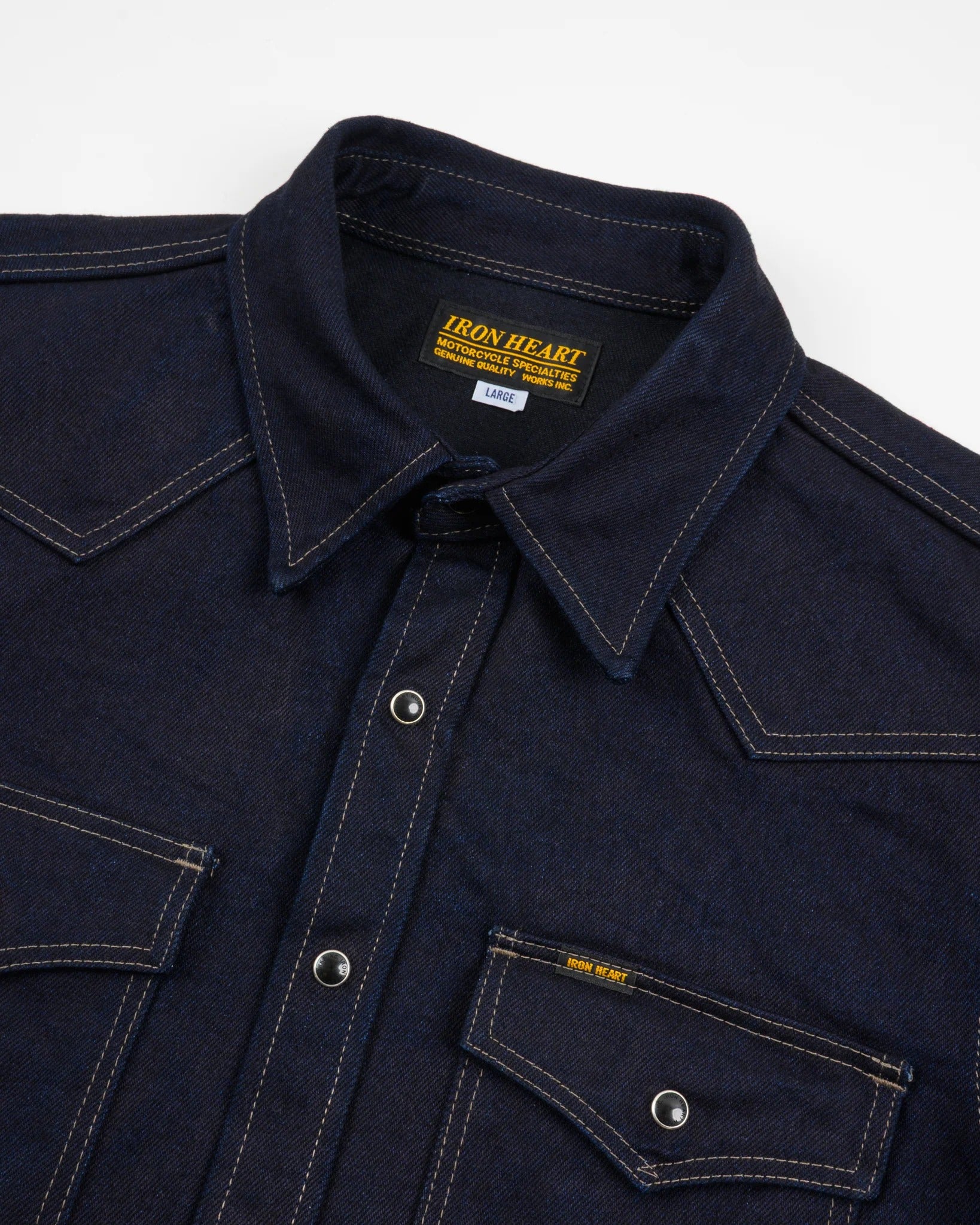 IHSH-295 14oz Selvedge Denim Western Shirt - INDIGO