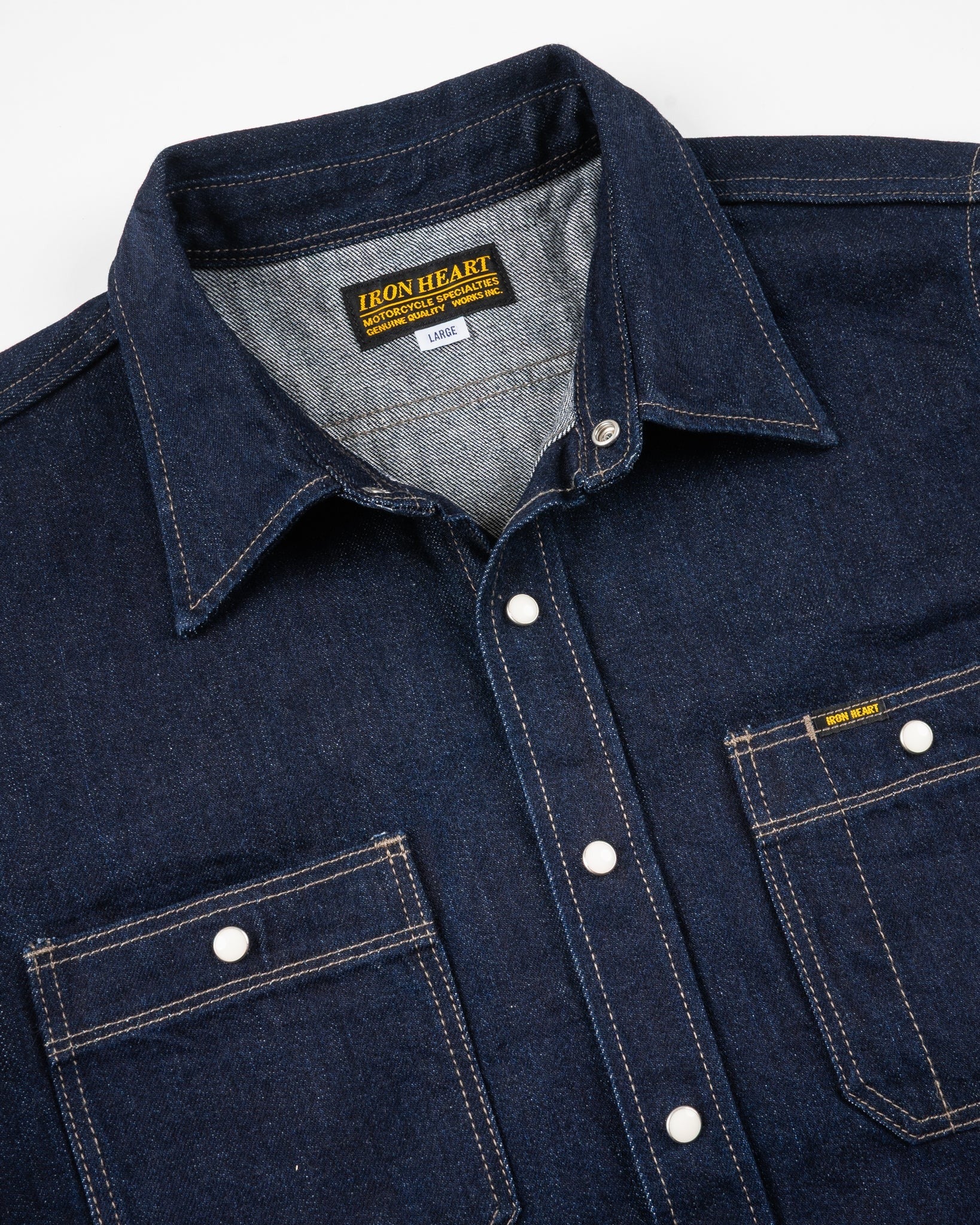 IHSH-326-IND 12OZ SELVEDGE DENIM WORK SHIRT WITH SNAPS - INDIGO