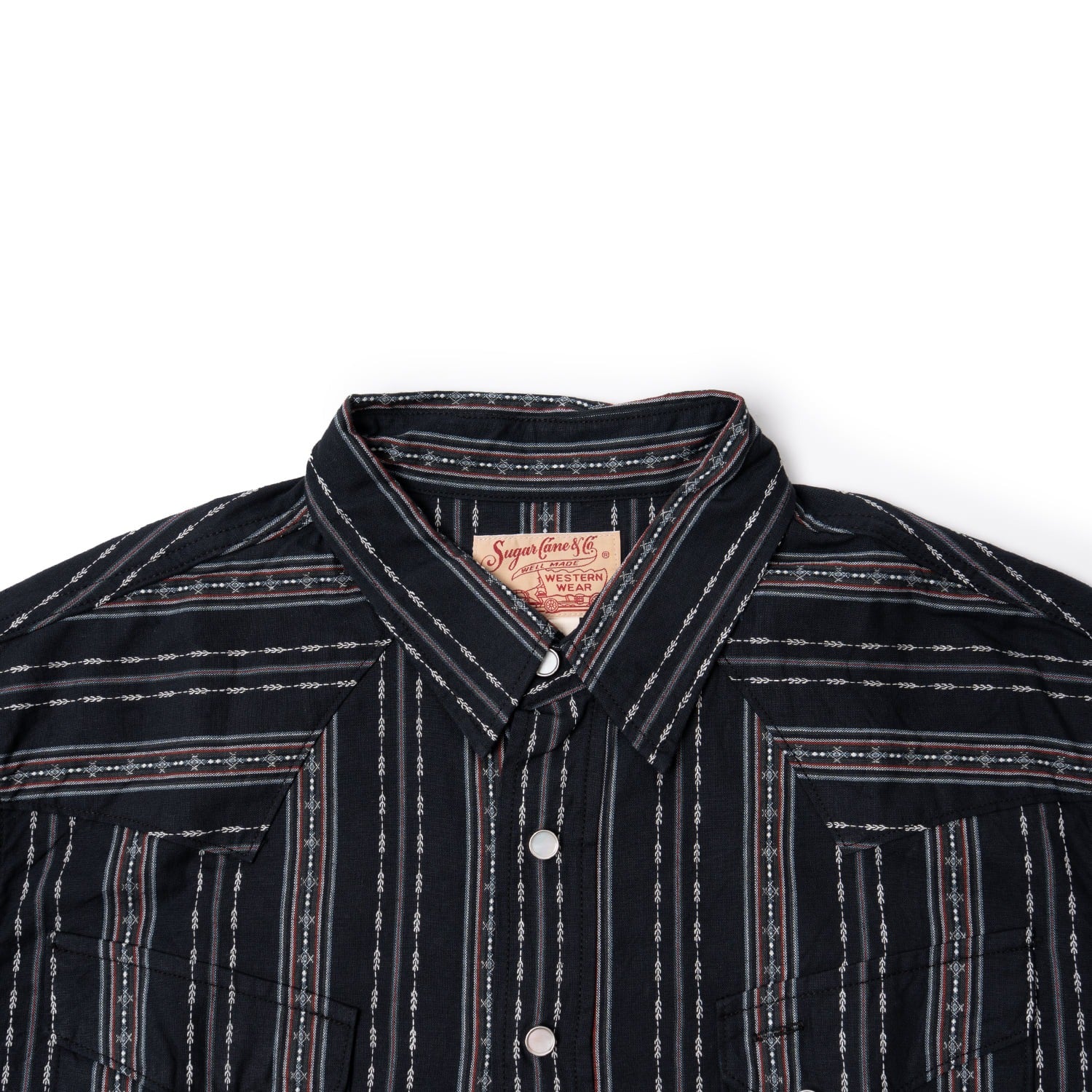 SC29462 NATIVE AMERICAN DOBBY STRIPE L/S WORK SHIRT - BLACK