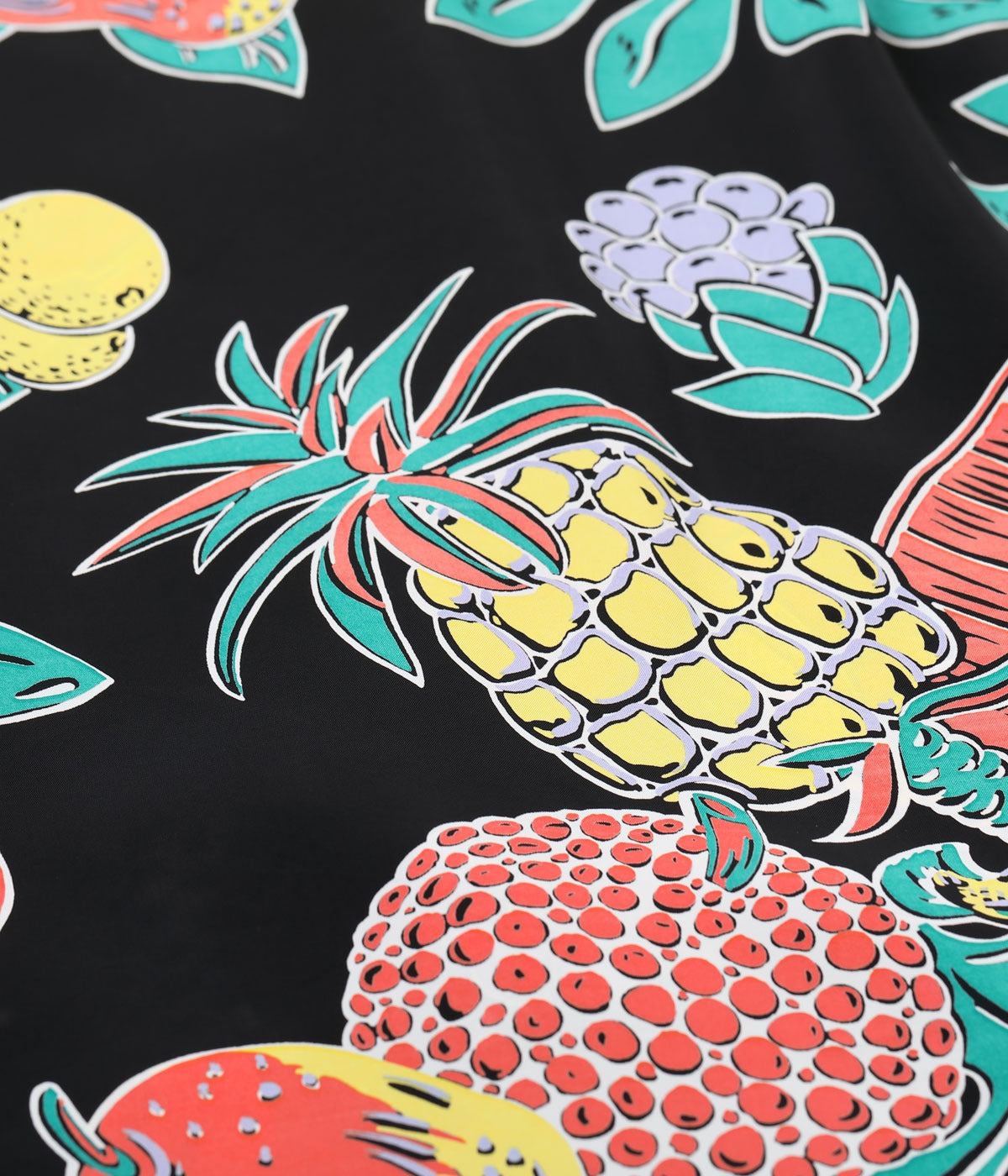 SS39415 RAYON HAWAIIAN SHIRT “TROPICAL FRUITS” - BLACK