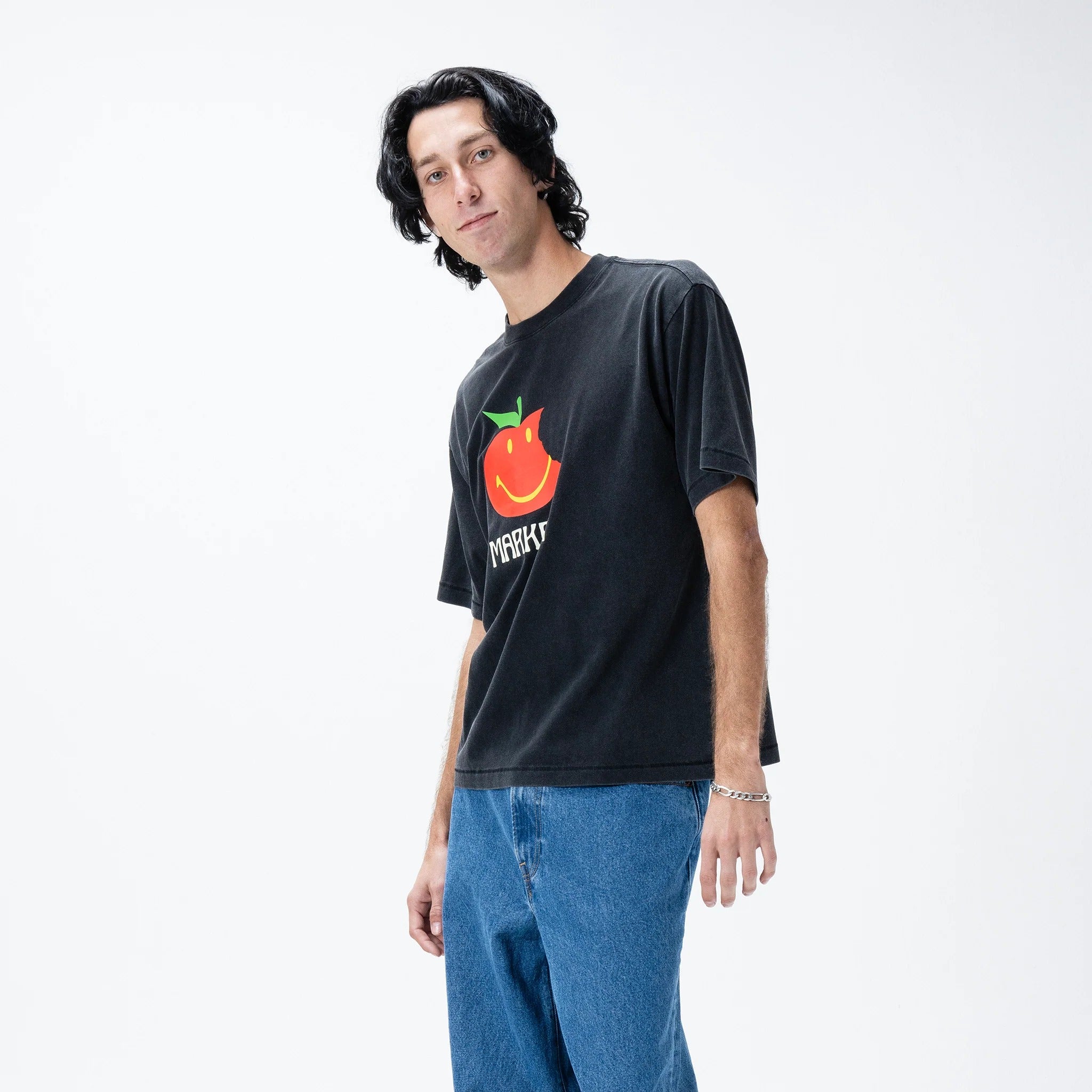 SMILEY HONEYCRISP T-SHIRT - WASHED BLACK