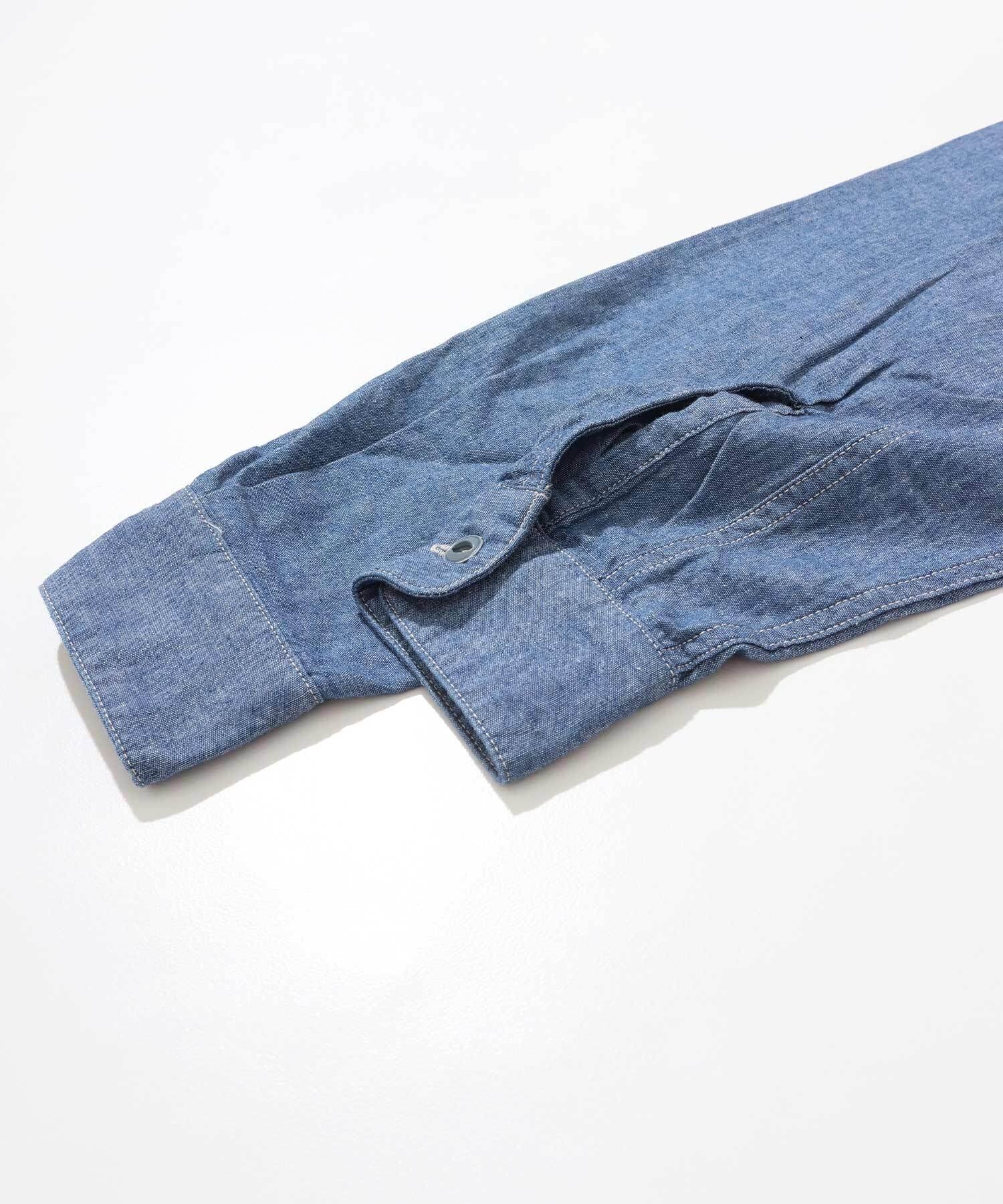 GS2529920 5OZ CHAMBRAY WORK L/S(O/WASH) - BLUE