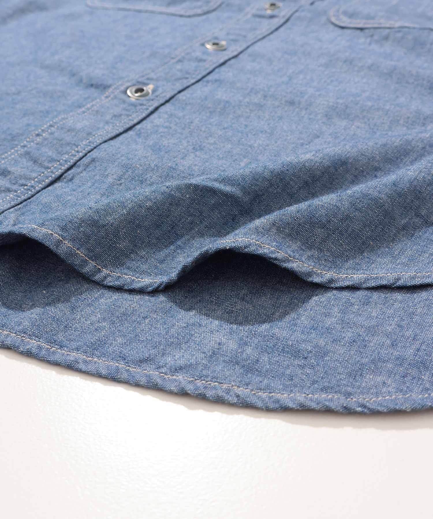 GS2529920 5OZ CHAMBRAY WORK L/S(O/WASH) - BLUE