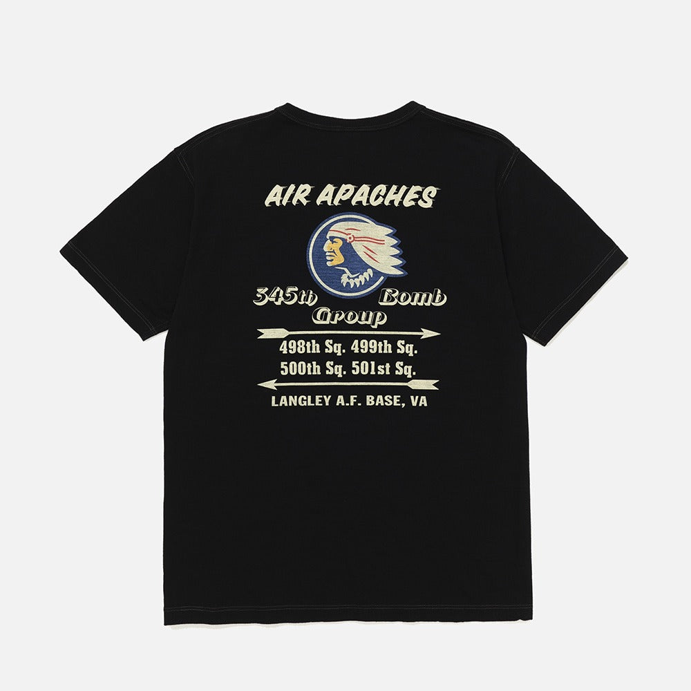 BR79565 SLUB YARN T-SHIRT "345th BOMB. GROUP" - BLACK