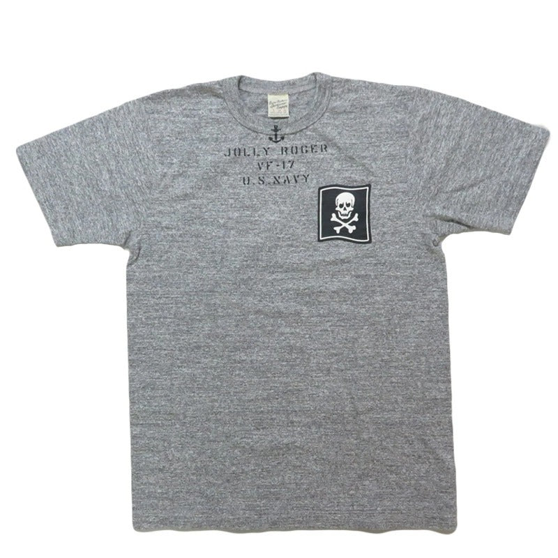 BR79561 SLUB YARN T-SHIRT "VF-17 JOLLY ROGER" - H.GRAY