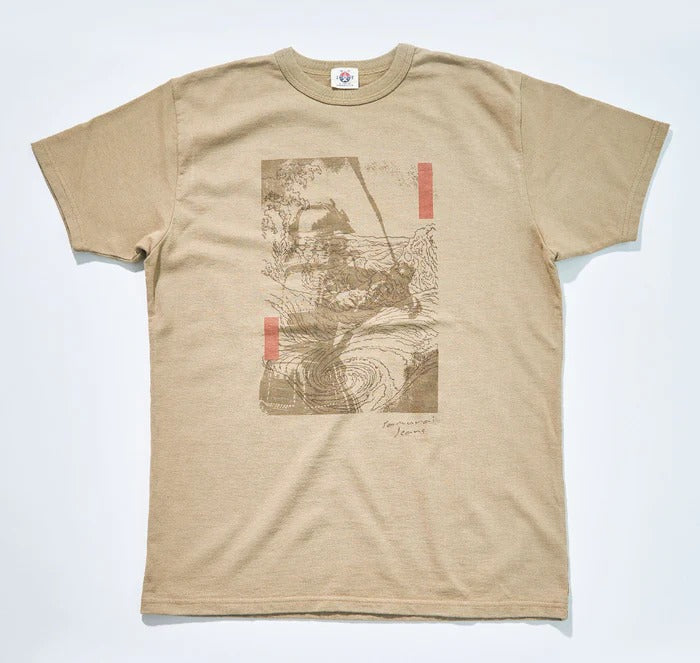 SJST25-106 Aged Cotton Inlay Loopwheel T-Shirt "RASEN" - OLIVE