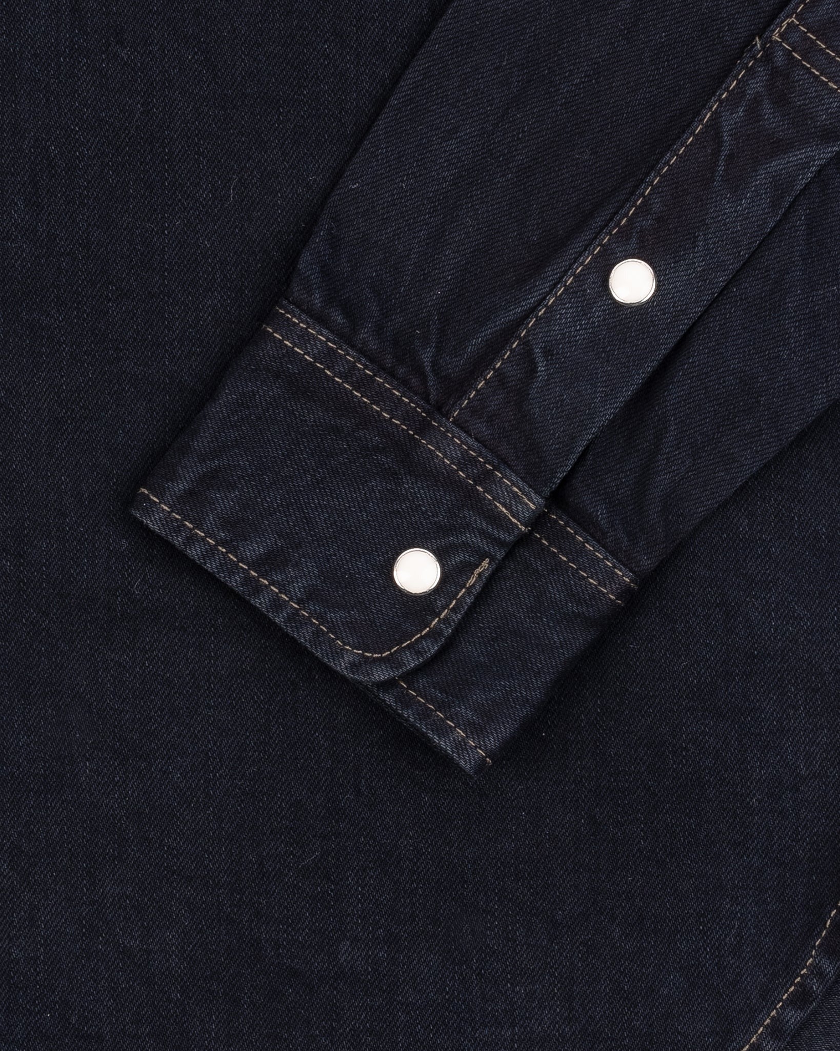 IHSH-326-OD 12OZ SELVEDGE DENIM WORK SHIRT WITH SNAPS - INDIGO OVERDYED BLACK