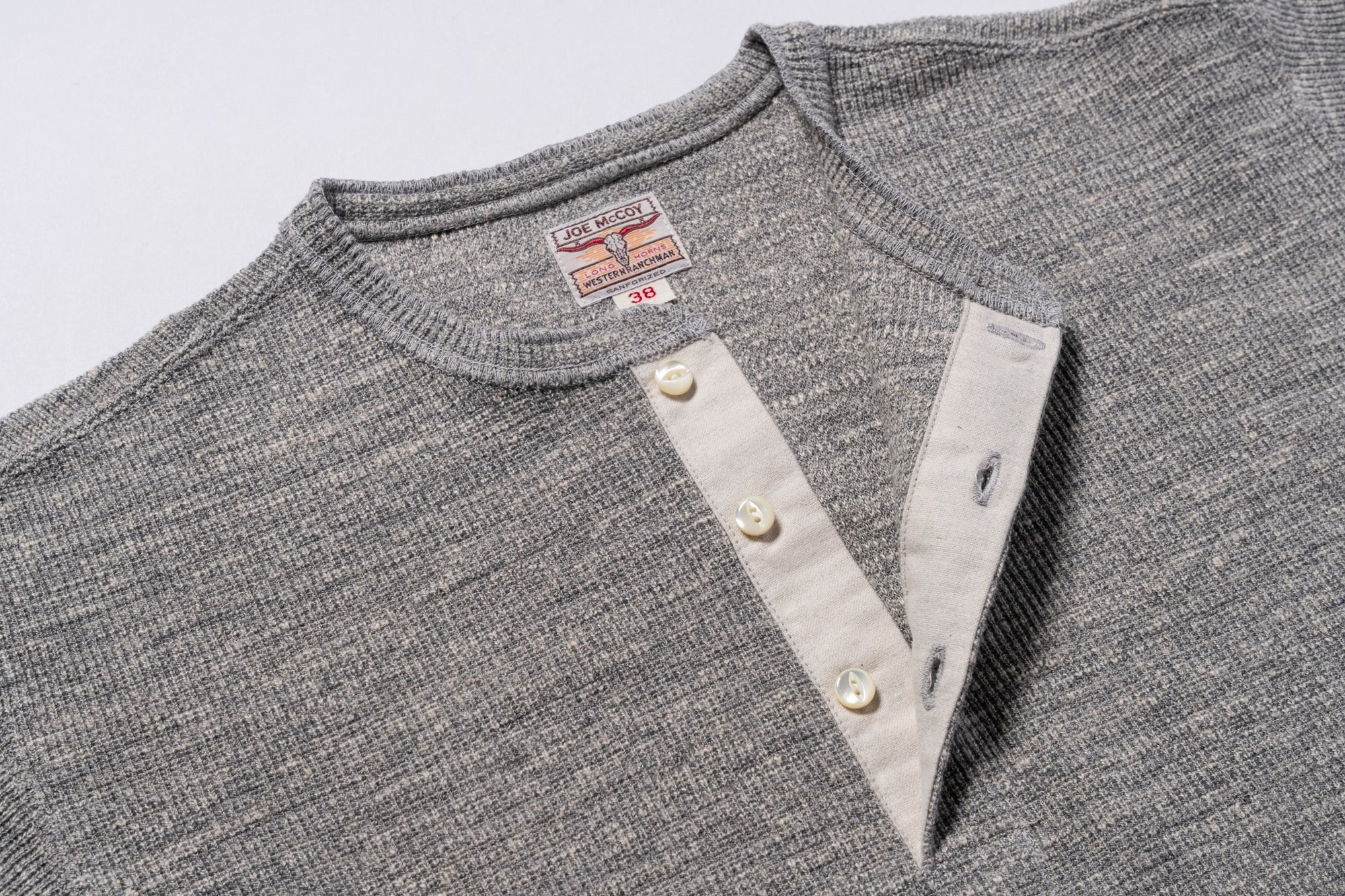 MC22120 WESTERN CARDIGAN STICH HENLEY SHIRT - GREY