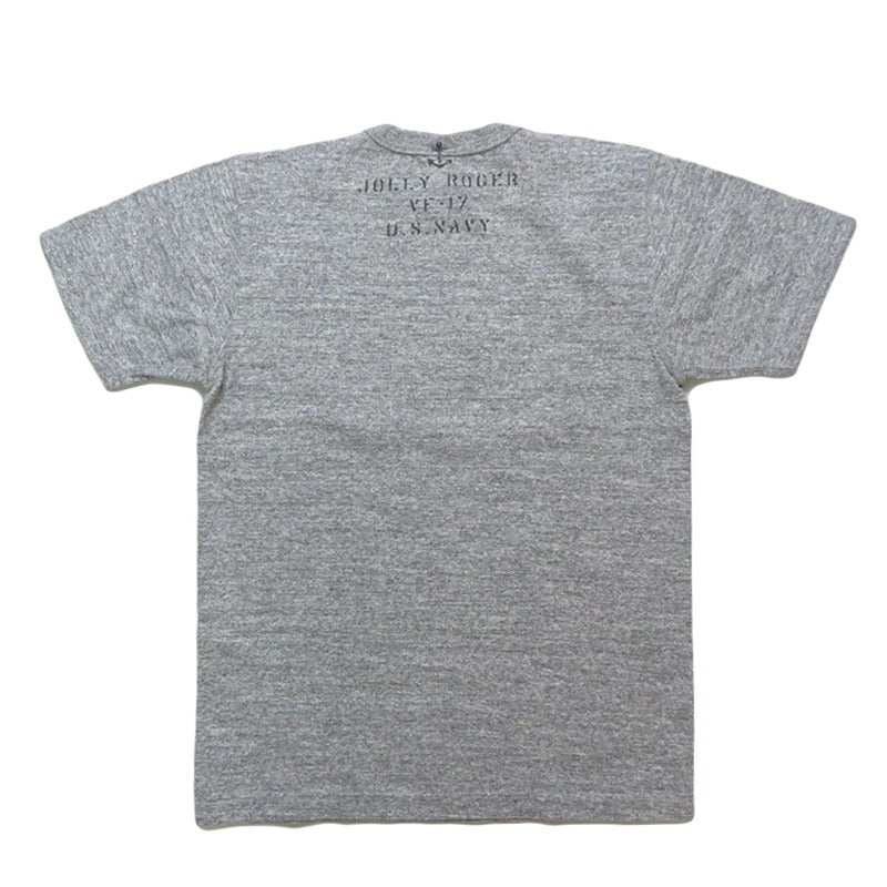 BR79561 SLUB YARN T-SHIRT "VF-17 JOLLY ROGER" - H.GRAY