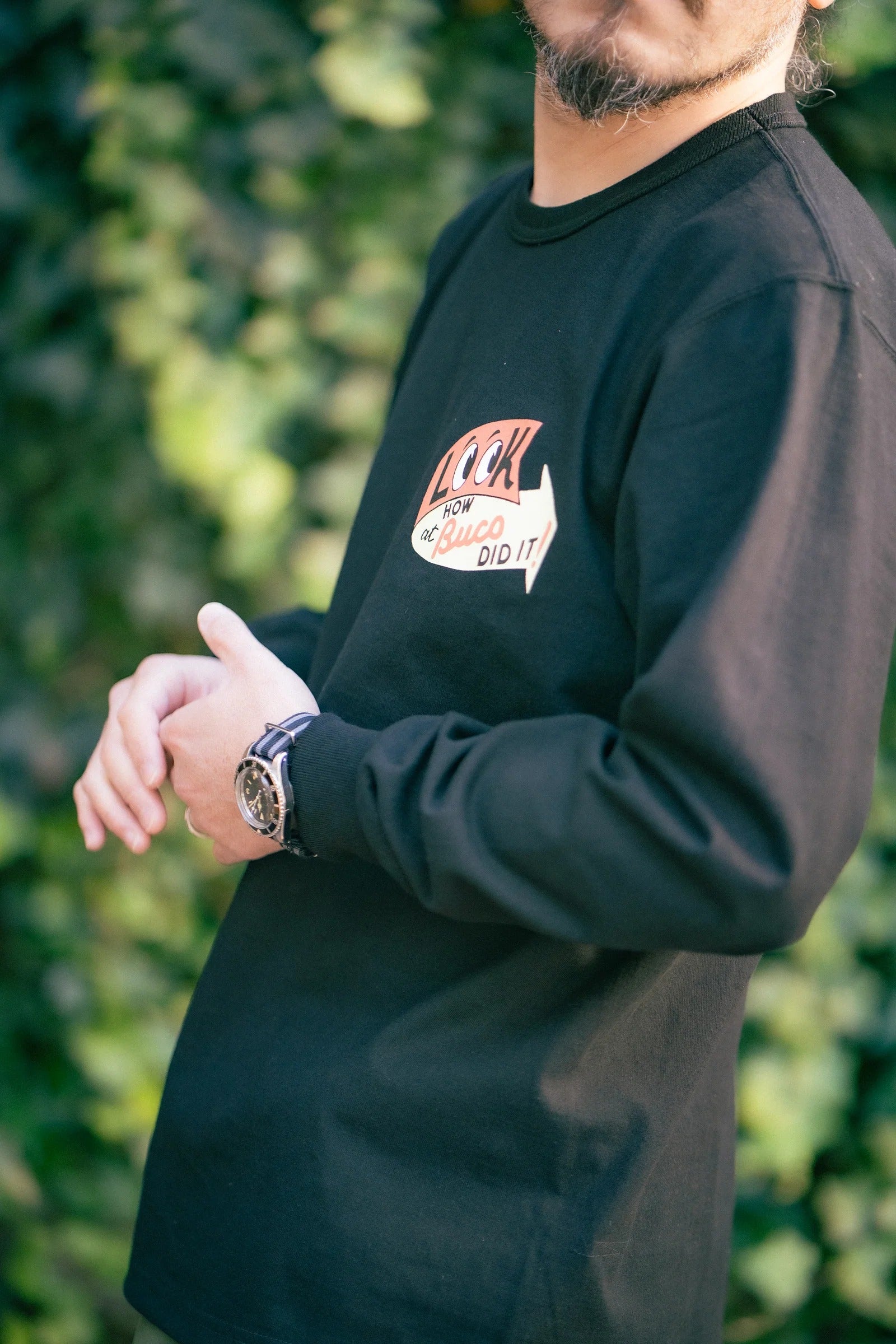 BC25105 BUCO L/S TEE / LOOK AT HOW BUCO DID IT! - BLACK