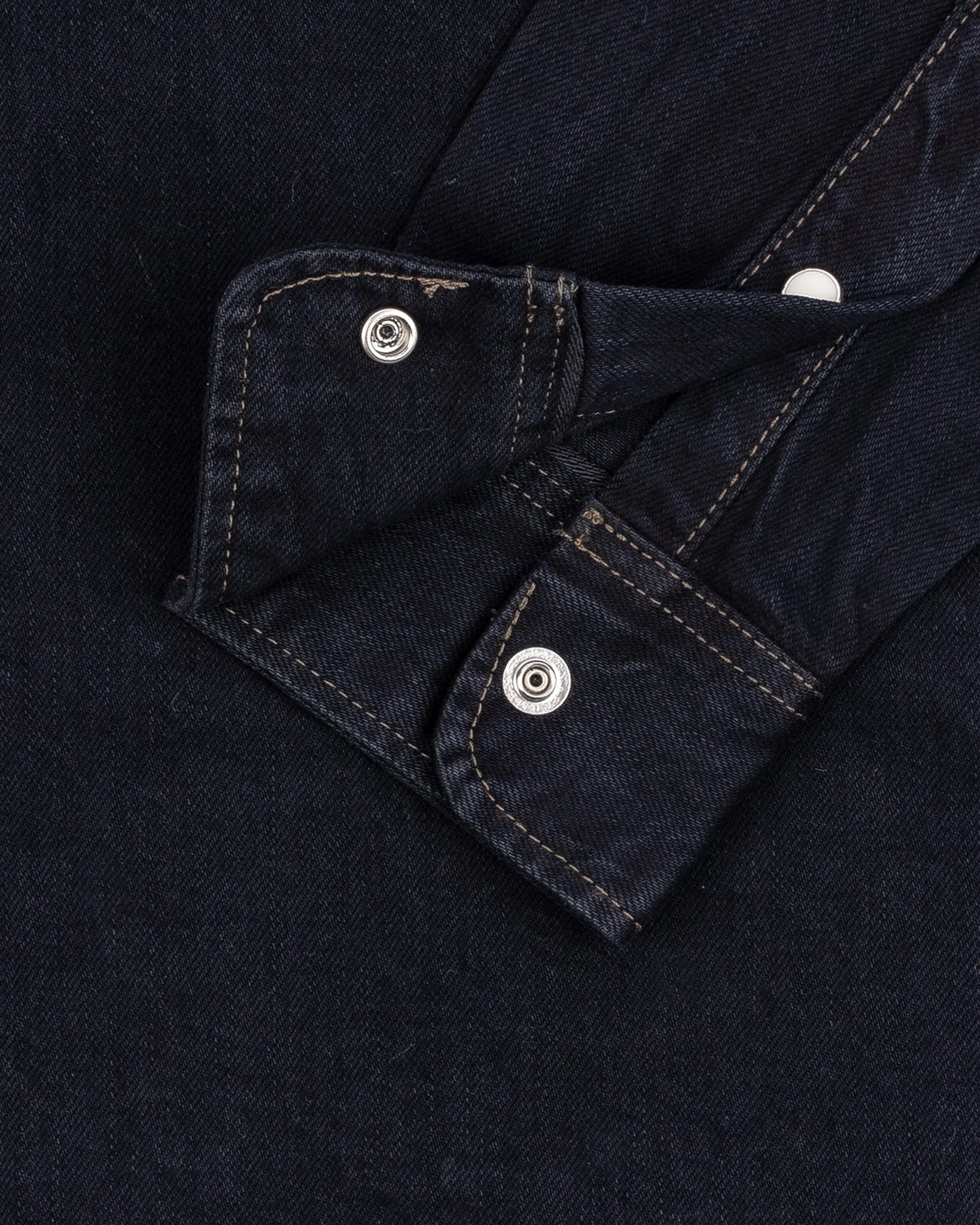 IHSH-326-OD 12OZ SELVEDGE DENIM WORK SHIRT WITH SNAPS - INDIGO OVERDYED BLACK