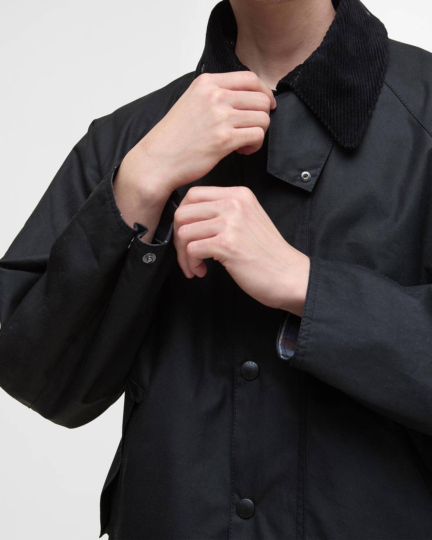 MODIFIED TRANSPORT WAX JACKET - BLACK