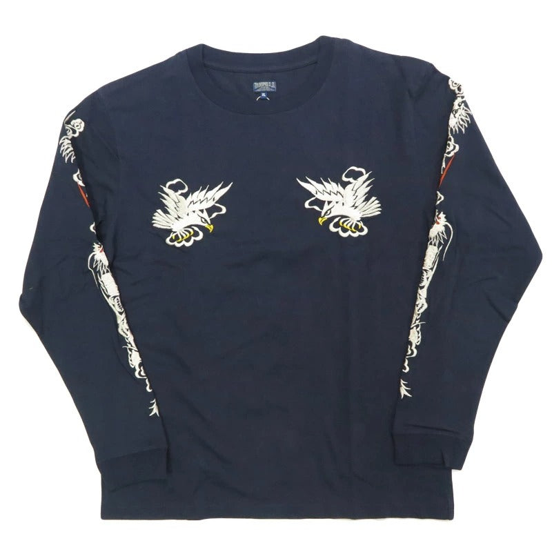 TT69647 LONG SLEEVE SUKA T-SHIRT EMBROIDERED “EAGLE” - NAVY