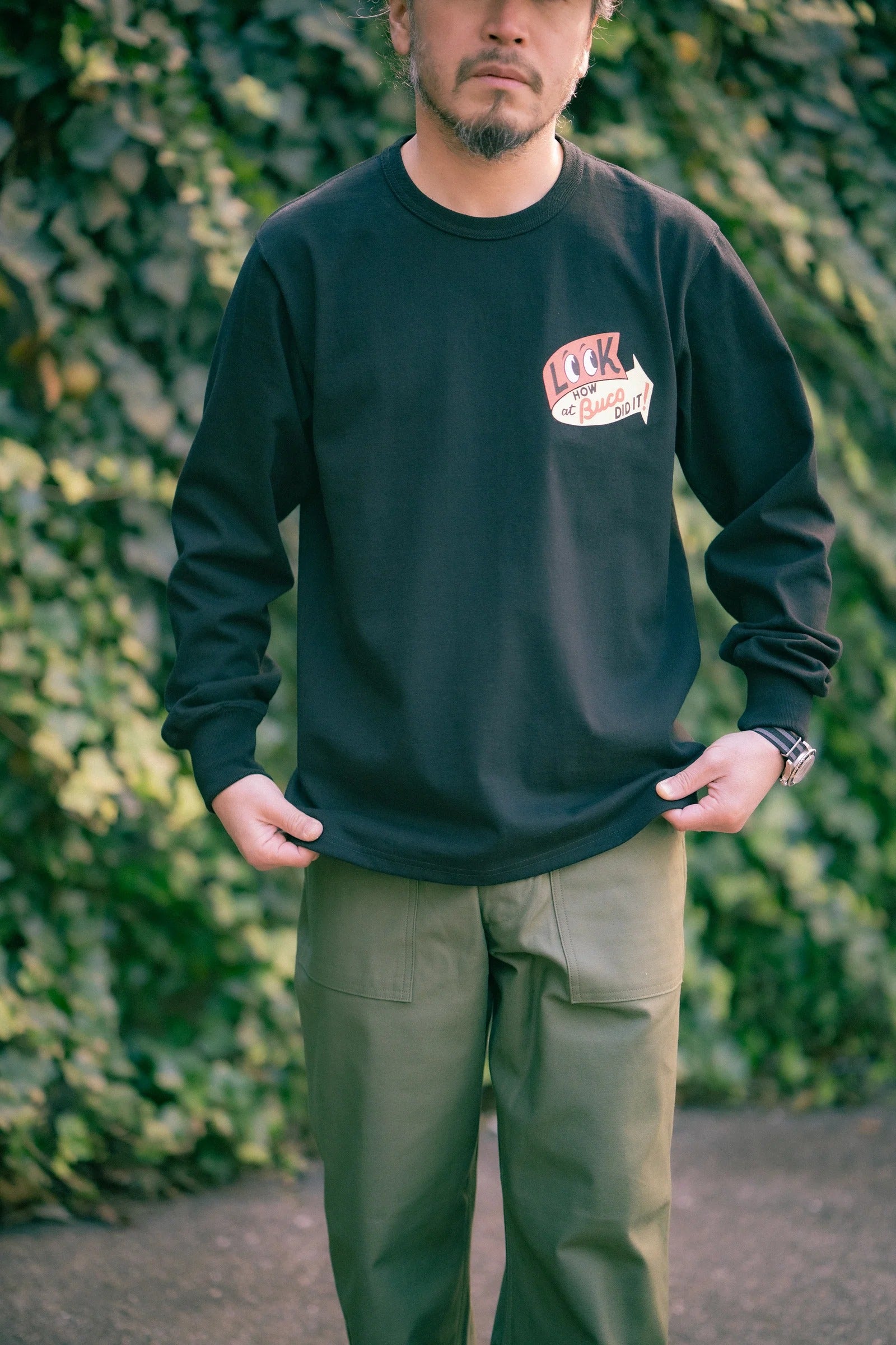 BC25105 BUCO L/S TEE / LOOK AT HOW BUCO DID IT! - BLACK