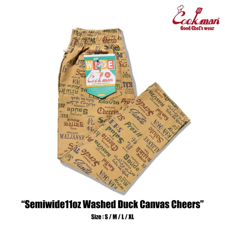 CHEF PANTS SEMIWIDE WASHED DUCK CANVAS CHEERS - BEIGE