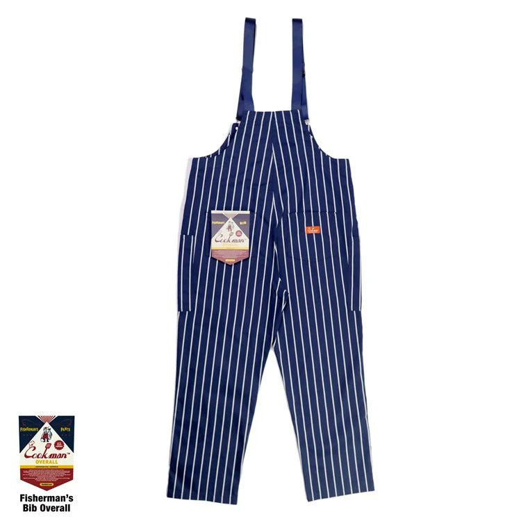FISHERMAN'S BIB OVERALL STRIPE - NAVY