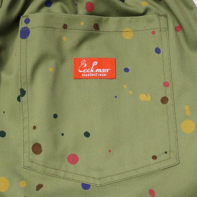 CHEF SHORT PANTS SAUCE SPLASH - OLIVE GREEN