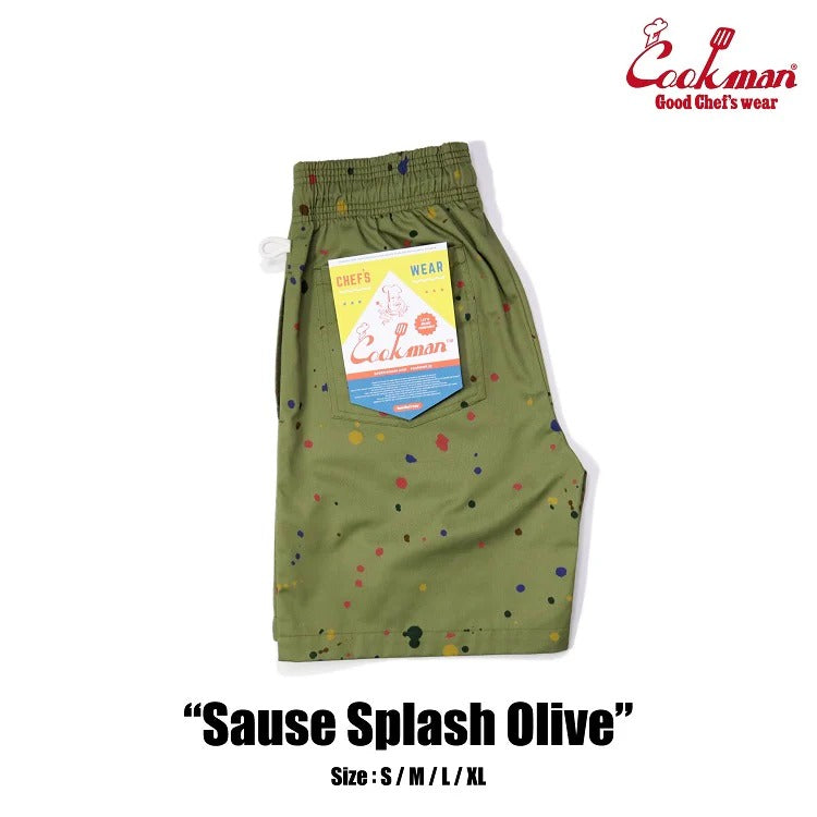 CHEF SHORT PANTS SAUCE SPLASH - OLIVE GREEN