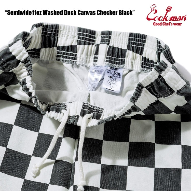CHEF PANTS SEMIWIDE WASHED DUCK CANVAS CHECKER - BLACK