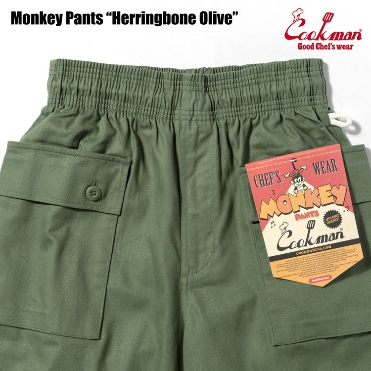 MONKEY PANTS HERRINGBONE - OLIVE