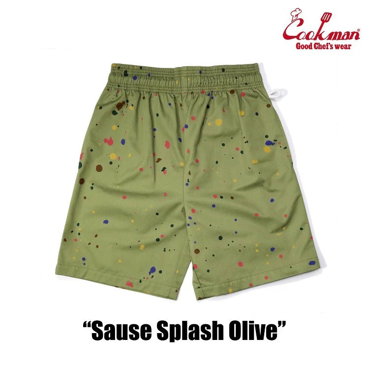 CHEF SHORT PANTS SAUCE SPLASH - OLIVE GREEN