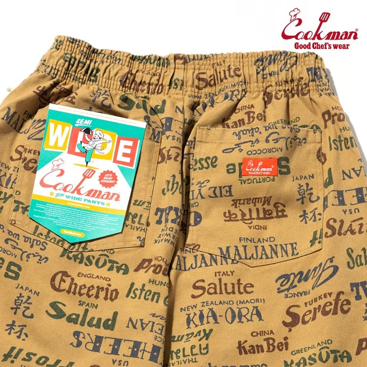 CHEF PANTS SEMIWIDE WASHED DUCK CANVAS CHEERS - BEIGE