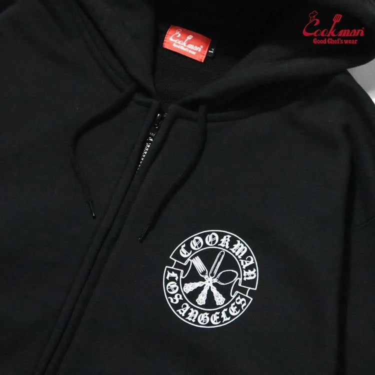 ZIP UP HOODIE CUTLERY - BLACK