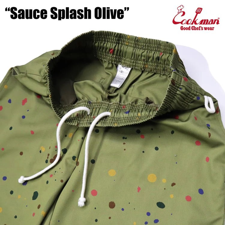 CHEF SHORT PANTS SAUCE SPLASH - OLIVE GREEN