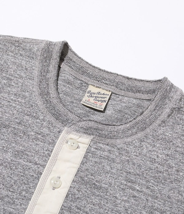 BR79192 SLUB YARN HENLEY NECK T-SHIRT - H.GRAY