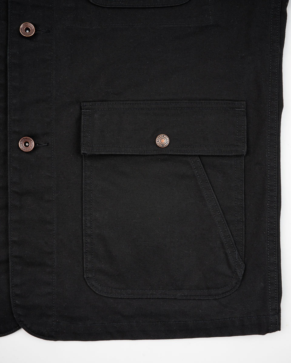 IHJ-148-BLK 10OZ KURASHIKIZOME® ORGANIC COTTON DUCK CHORE JACKET - BLACK