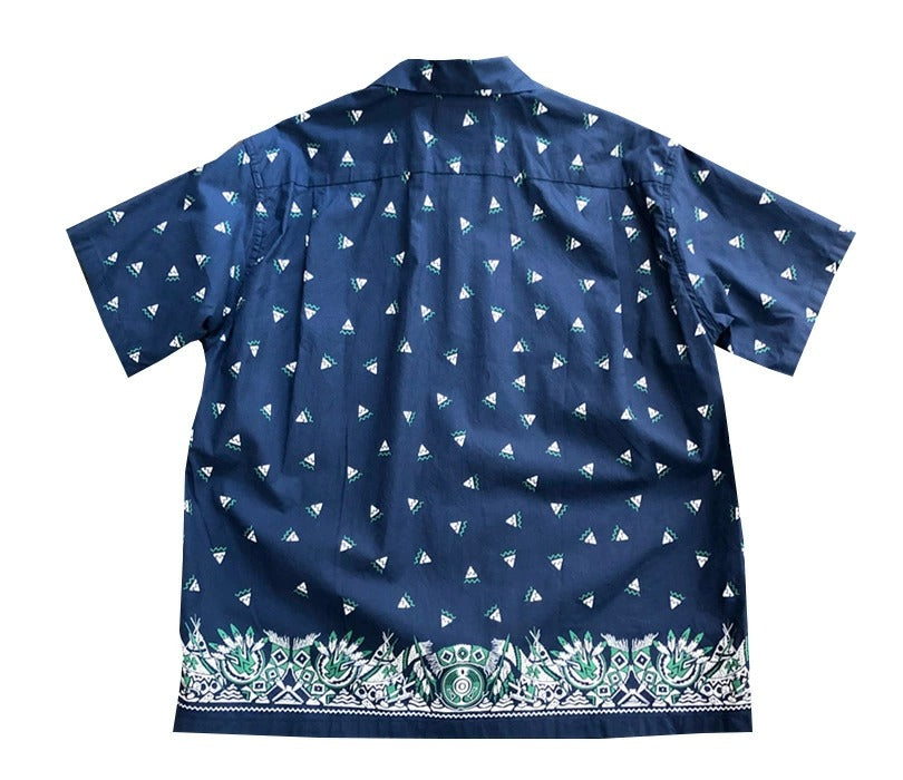 SC39466 NATIVE AMERICAN BANDANA PRINT OPEN SHIRT - NAVY