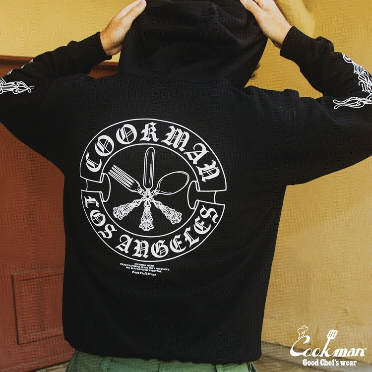 ZIP UP HOODIE CUTLERY - BLACK