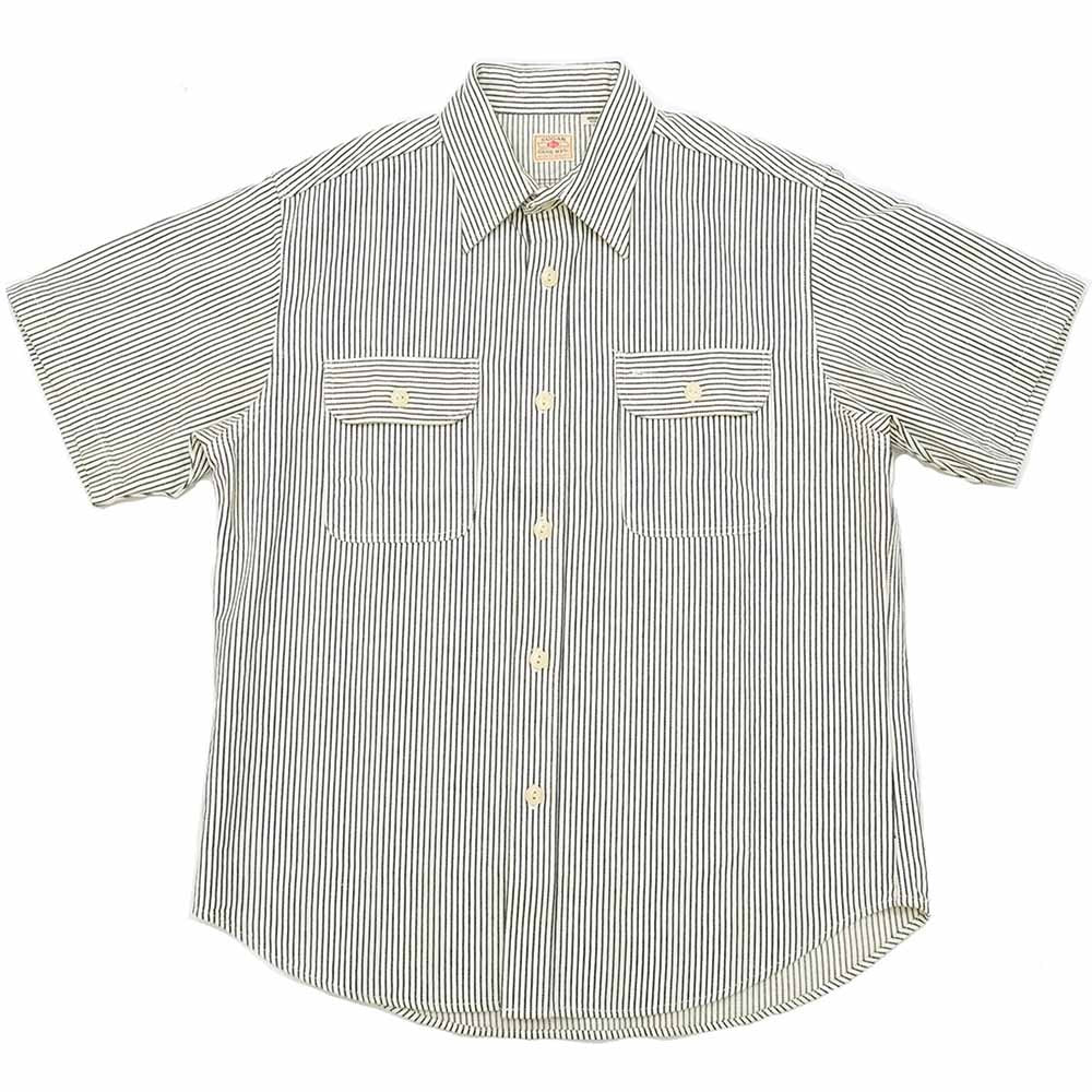 SC37944 HICKORY STRIPE S/S WORK SHIRT - OFF WHITE