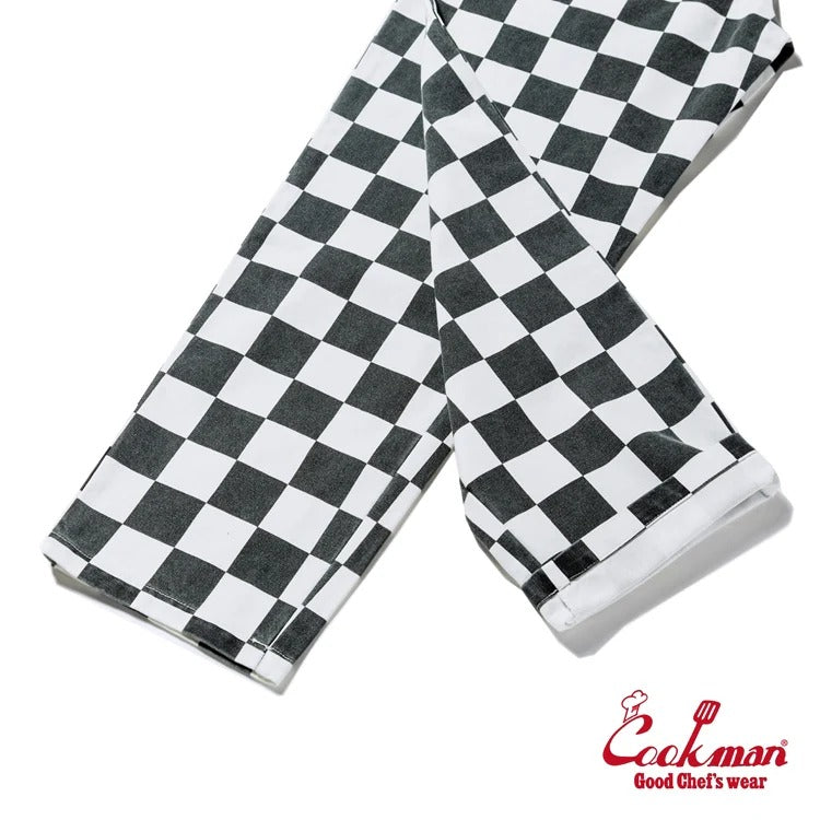 CHEF PANTS SEMIWIDE WASHED DUCK CANVAS CHECKER - BLACK