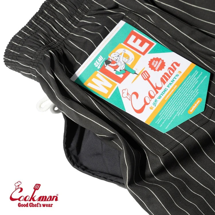CHEF PANTS SEMIWIDE HERRINGBONE STRIPE - CHARCOAL