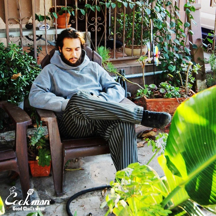 CHEF PANTS SEMIWIDE HERRINGBONE STRIPE - CHARCOAL