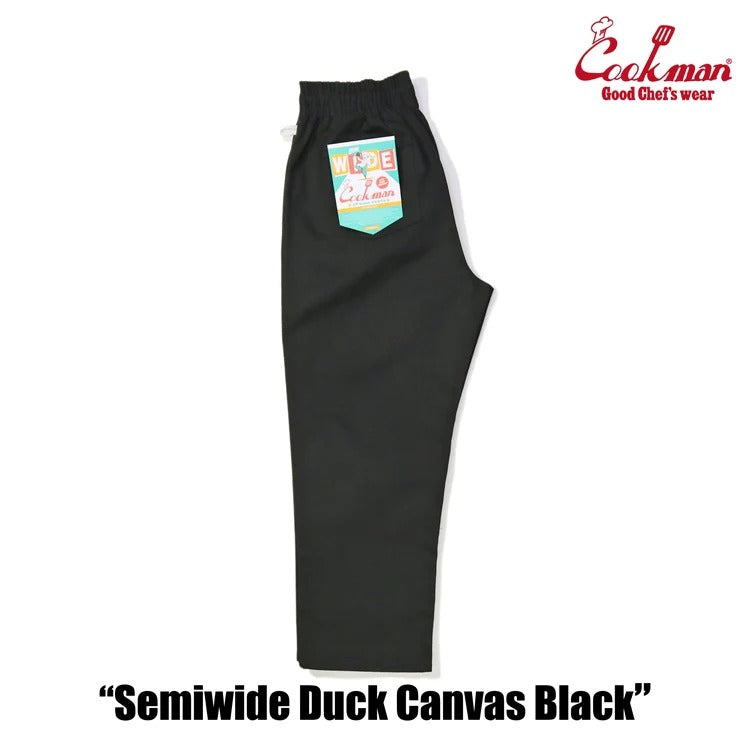 CHEF PANTS SEMIWIDE DUCK CANVAS - BLACK