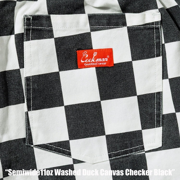 CHEF PANTS SEMIWIDE WASHED DUCK CANVAS CHECKER - BLACK