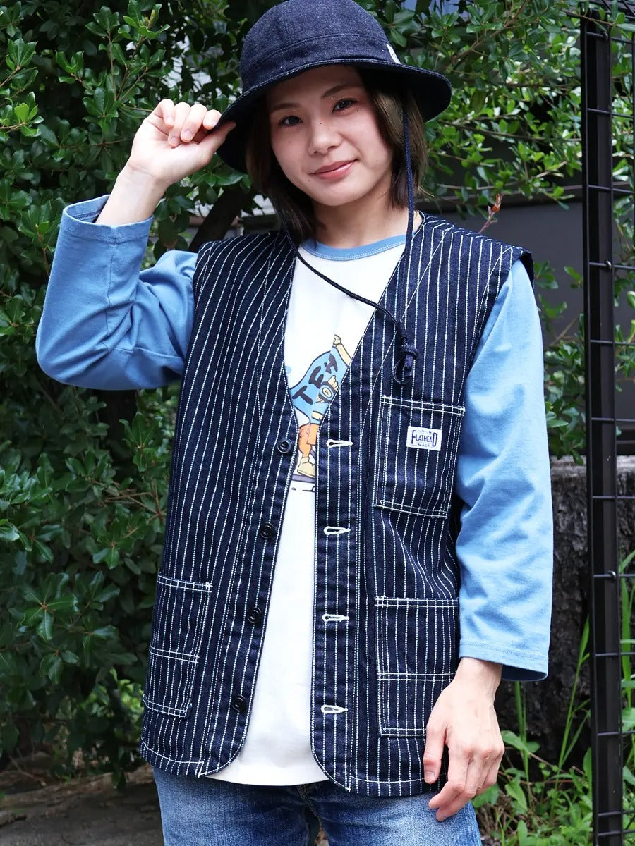 FN-MVD-702 VEST 10oz DENIM WABASH WORK - INDIGO