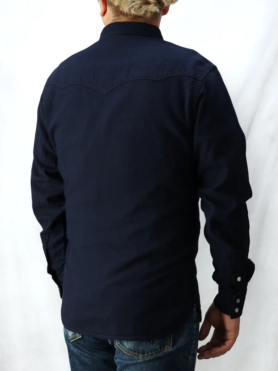 FN-SCW-002L INDIGO DOBBY WESTERN SHIRT - INDIGO