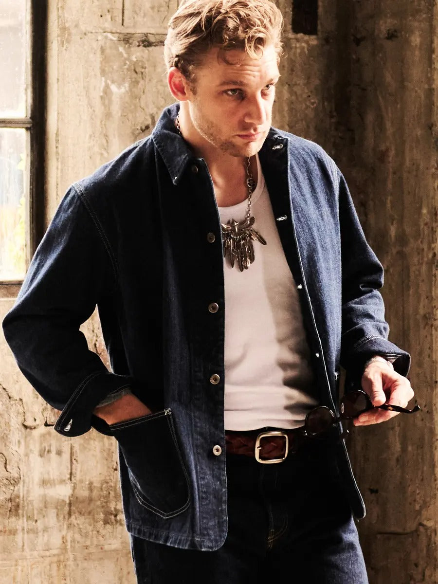 FN-OJ-DC201F 12.5oz DENIM JACKET - COVERALL FADE - INDIGO