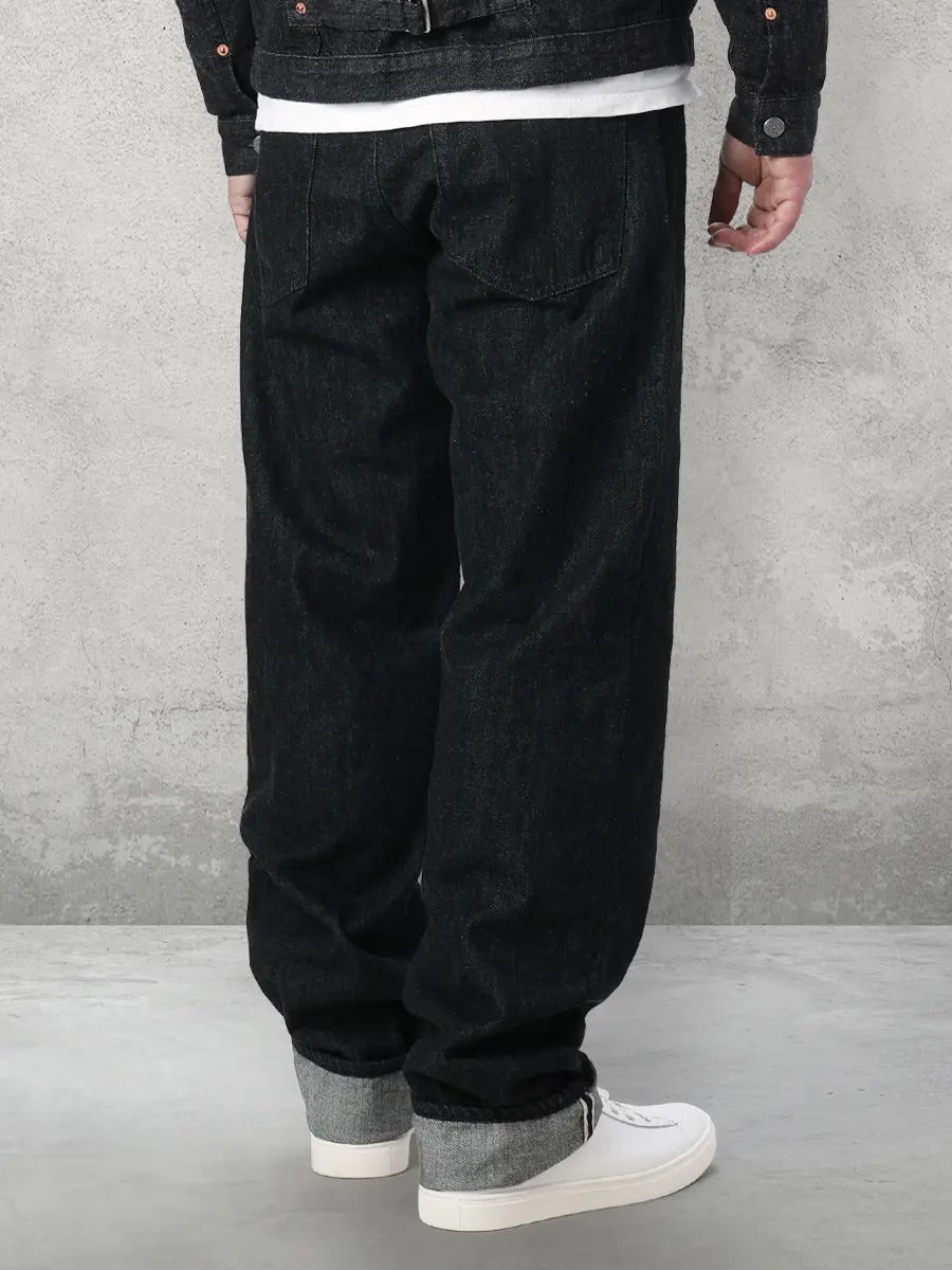FN-PA-DB004 PANTS - BLACK DENIM WIDE TAPERED - BLACK