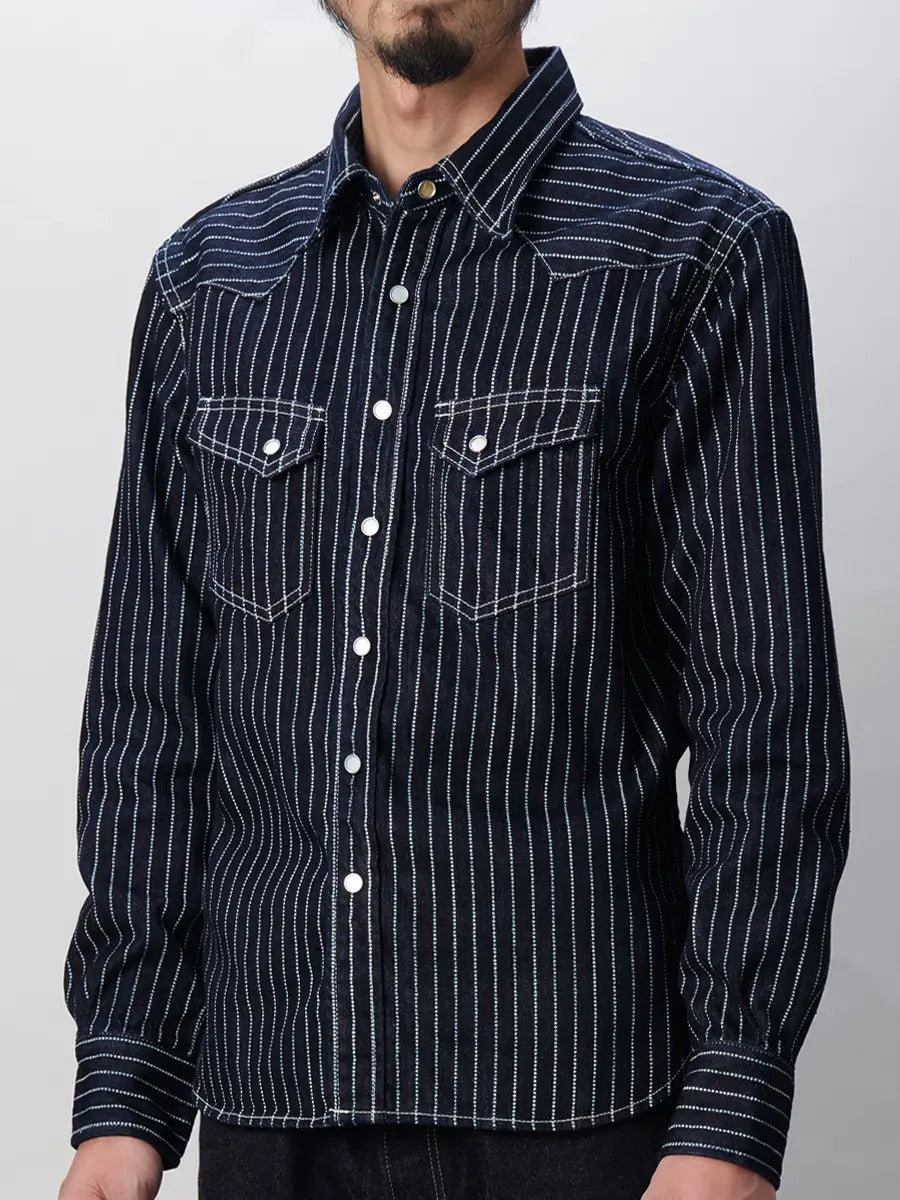 FN-SDW-701L 10ozDENIM WABASH WESTERN SHIRT - INDIGO
