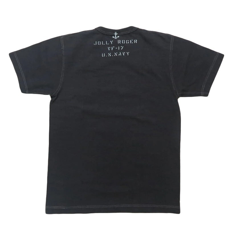 BR79561 SLUB YARN T-SHIRT "VF-17 JOLLY ROGER" - BLACK