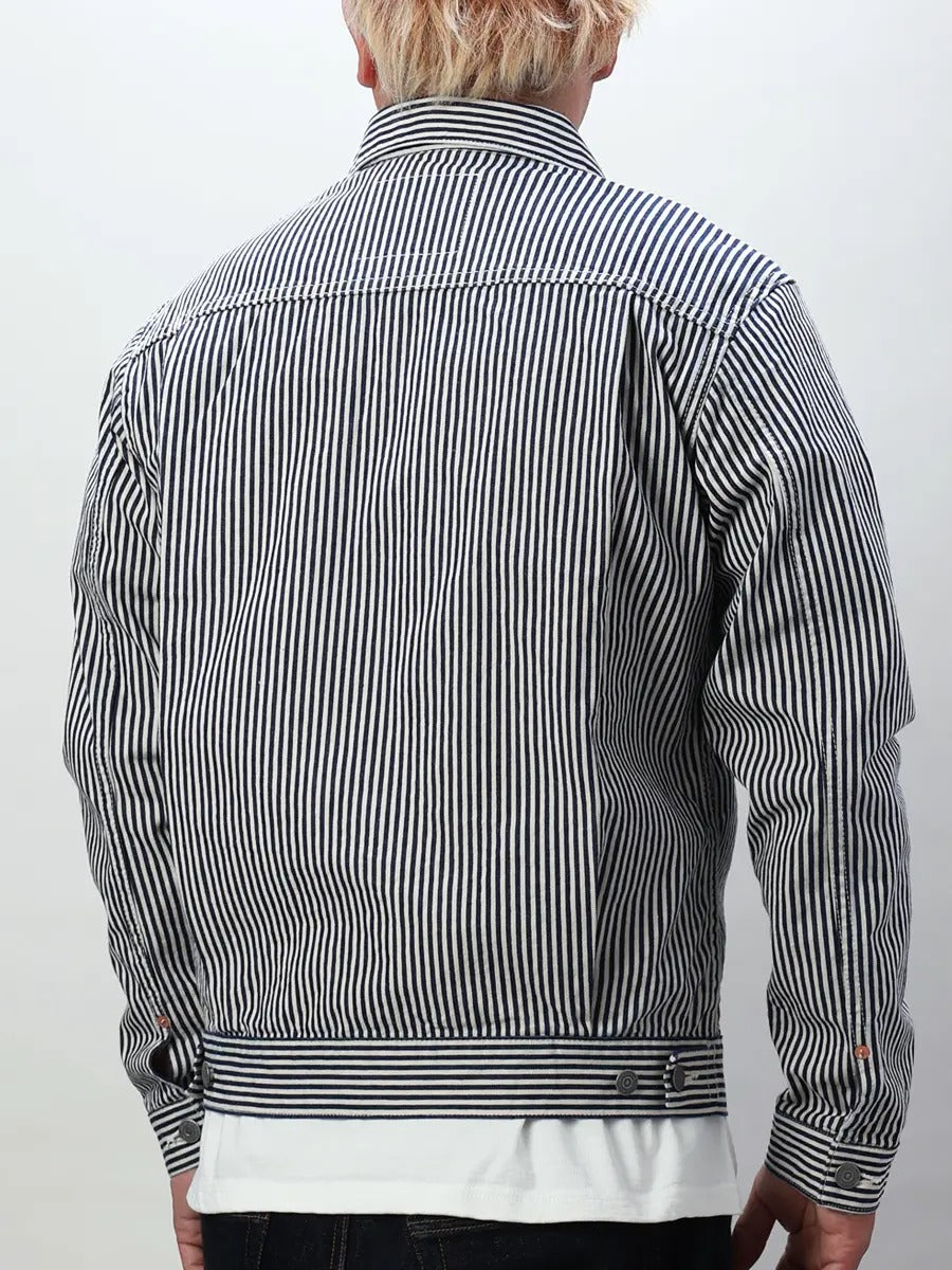 FN-OJ-D801 JACKET - 10.2oz HICKORY JACKET - BLUE x WHITE