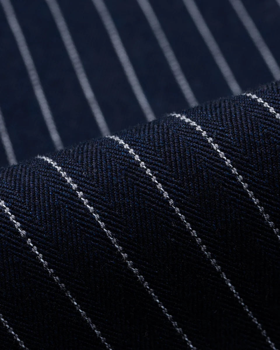 IHSH-424-IND 8.5OZ HERRINGBONE STRIPE WESTERN SHIRT - INDIGO