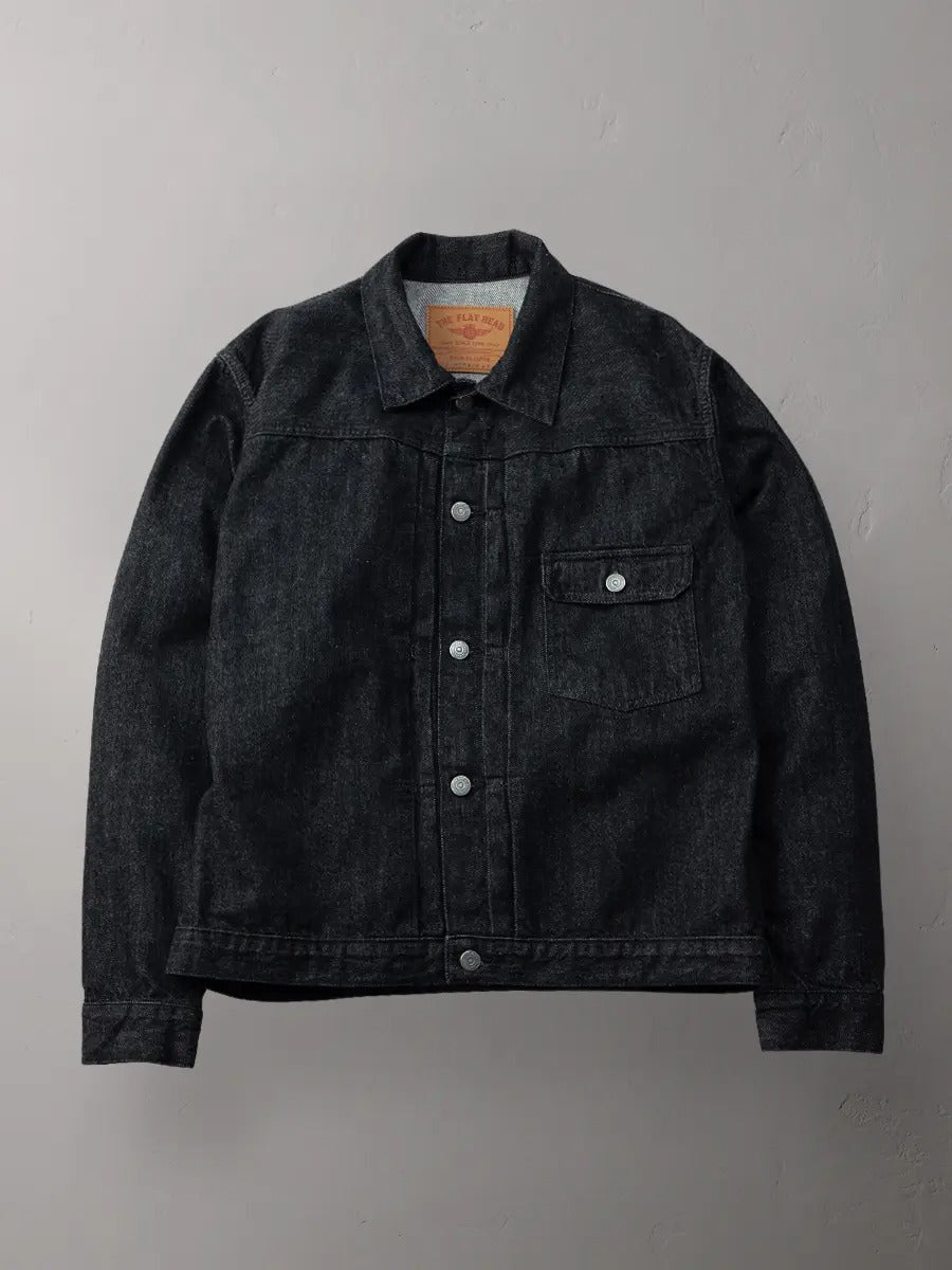 FN-OJ-DB001 JACKET 12.5oz BLACK DENIM 40's - BLACK