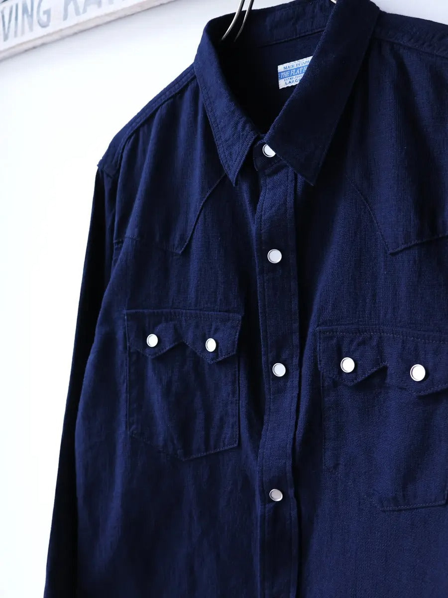 FN-SCW-002L INDIGO DOBBY WESTERN SHIRT - INDIGO