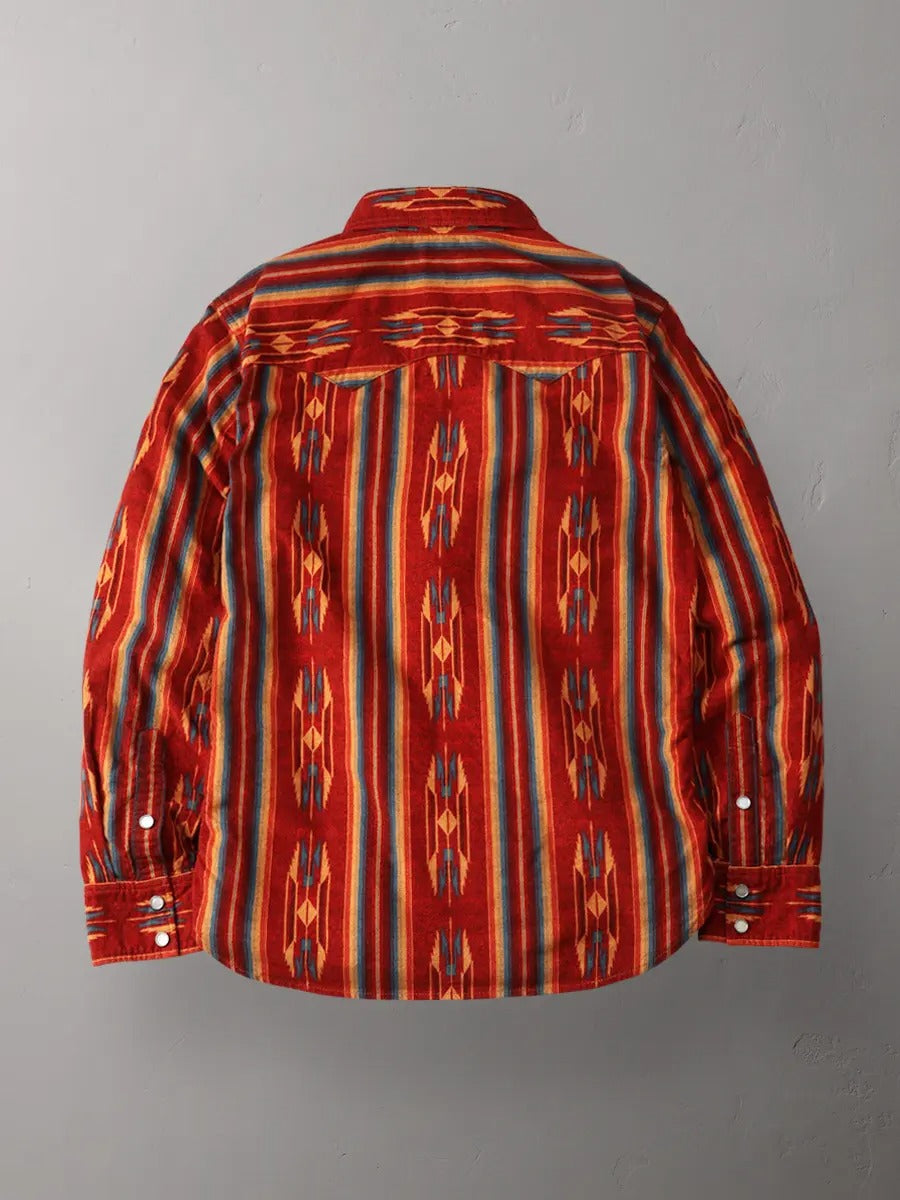 FN-SCW-018L FLANNEL SHIRT NATIVE BORDER WESTERN - RED